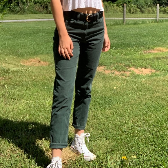 green corduroy mom jeans